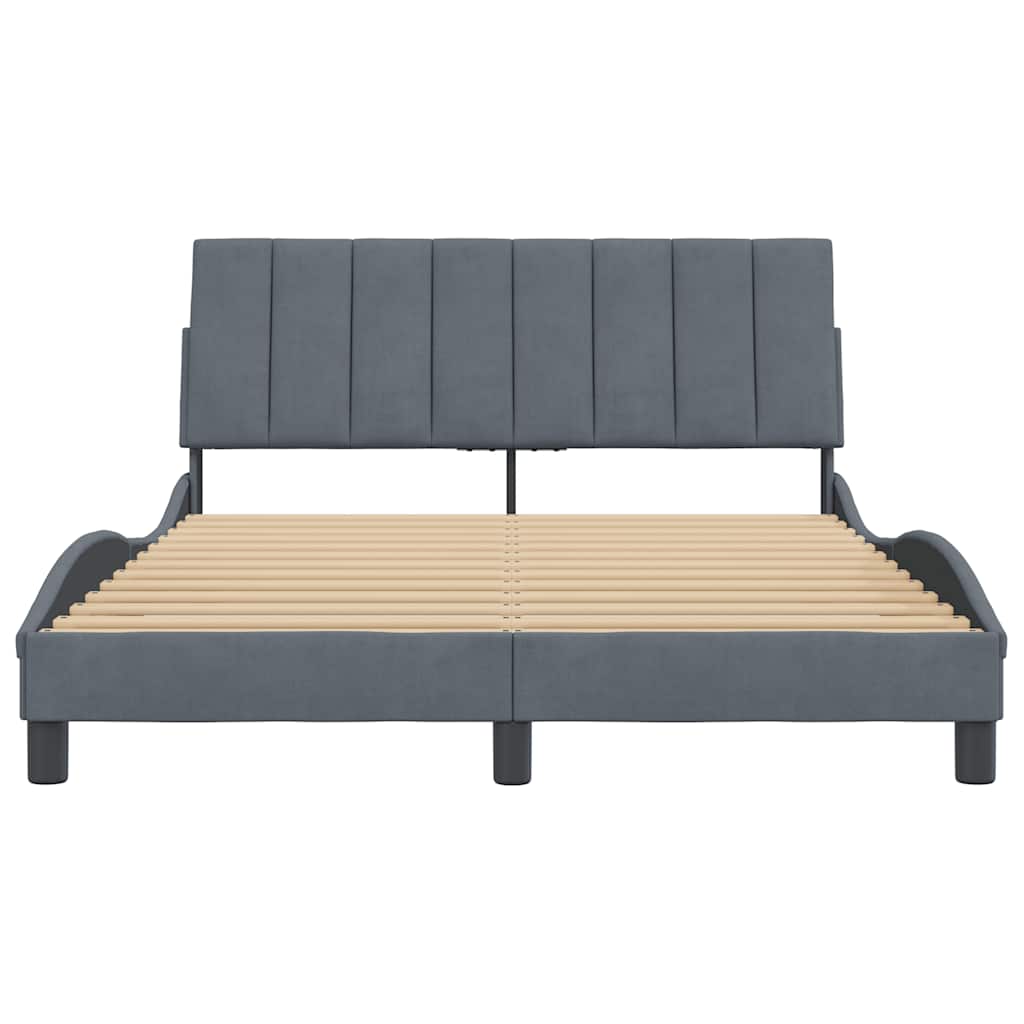 Giroletto senza Materasso Hanko Grigio Scuro 140x200 cm Velluto