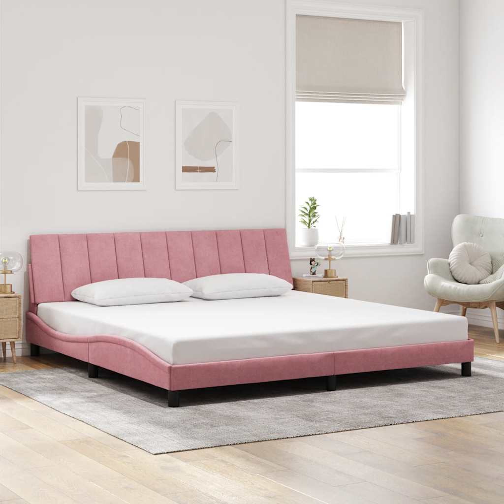 Giroletto senza Materasso Hanko Rosa 200x200 cm in Velluto