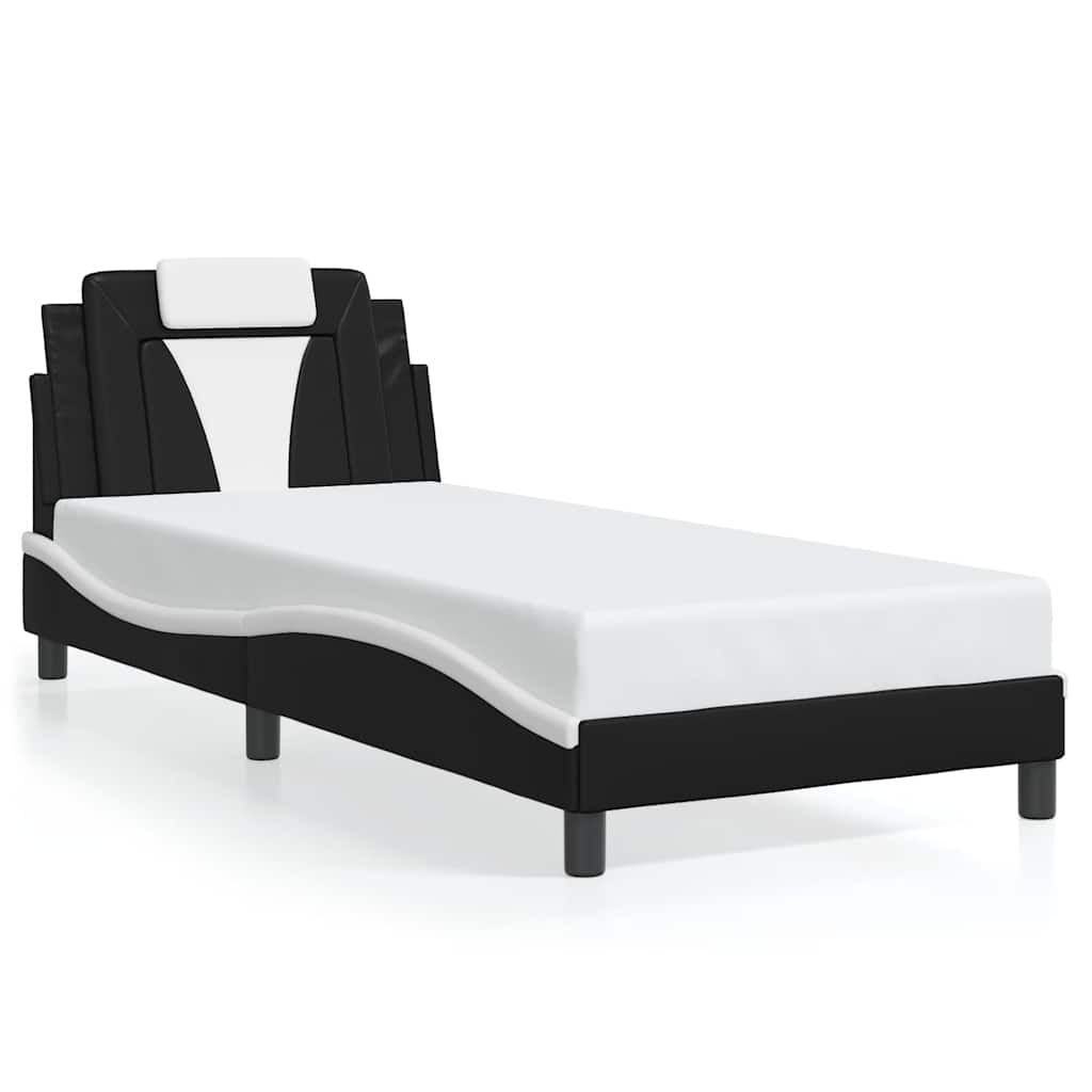 Giroletto Viana senza Materasso Nero e Bianco 80x200 cm in Similpelle