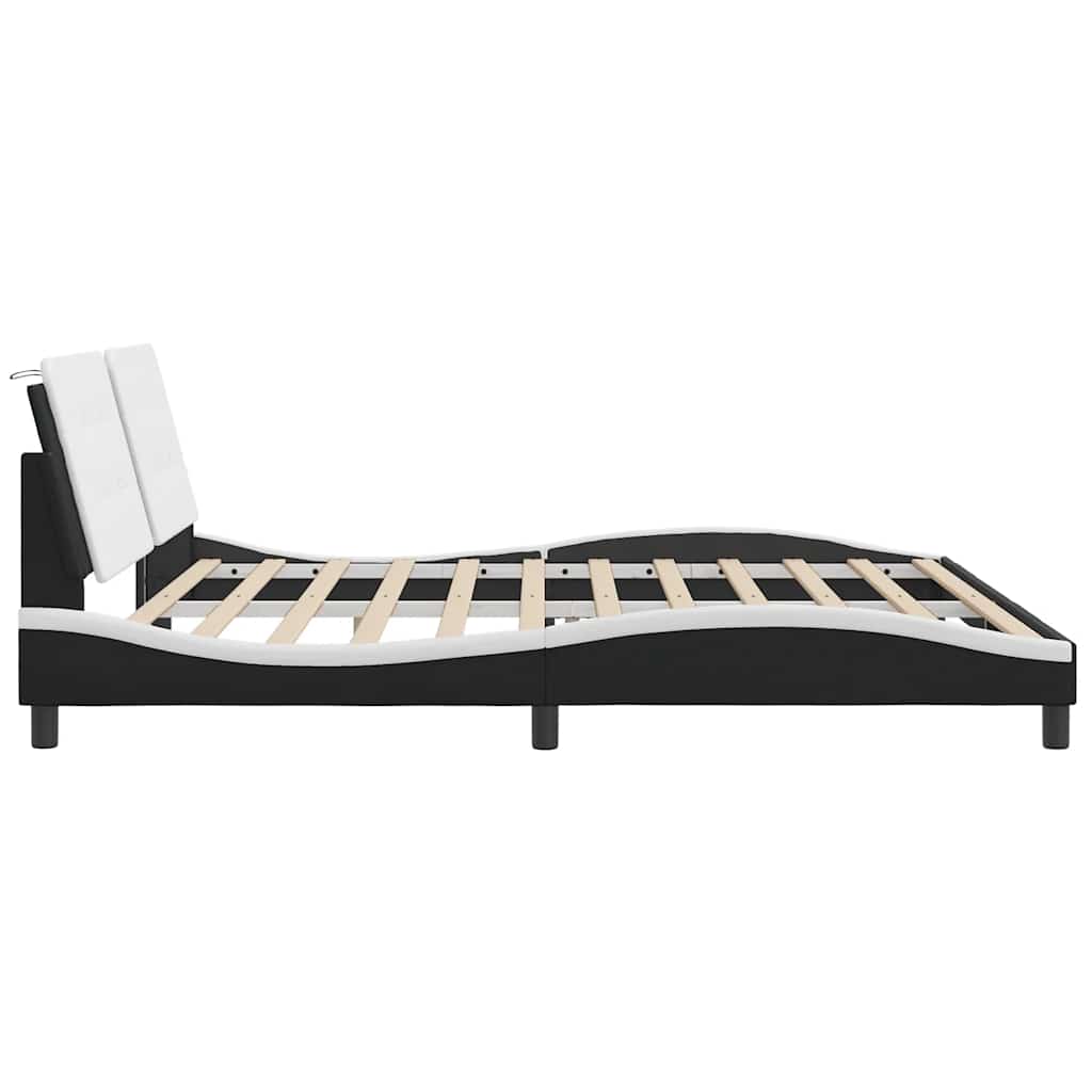 Giroletto senza Materasso Zadar Bianco e Nero 200x200 cm in Similpelle