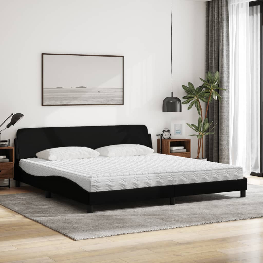 Letto con Materasso Dover Nero 200x200 cm in Tessuto