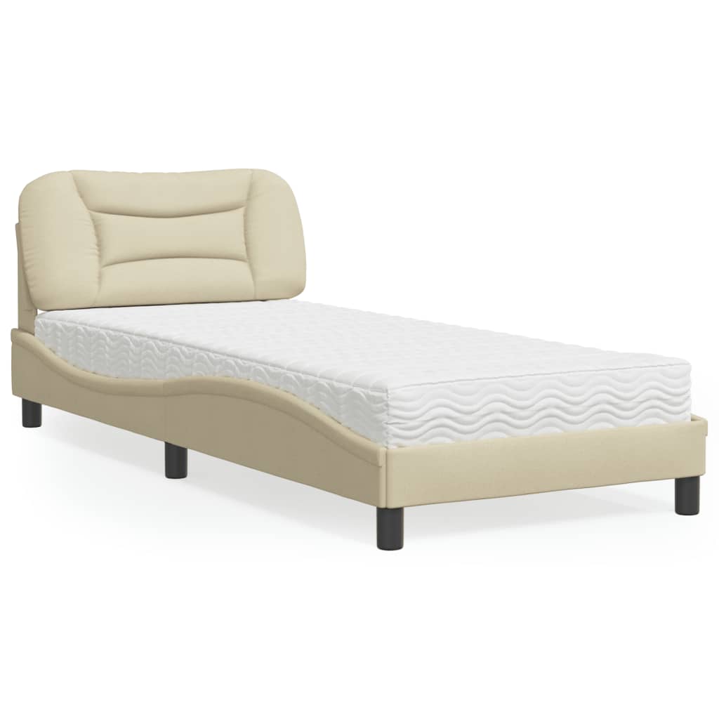 Letto con Materasso Hvar Crema 80x200 cm in Tessuto
