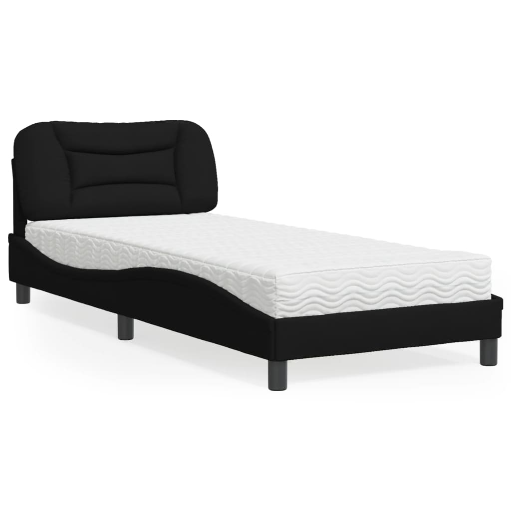 Letto con Materasso Hvar Nero 90x190 cm in Tessuto
