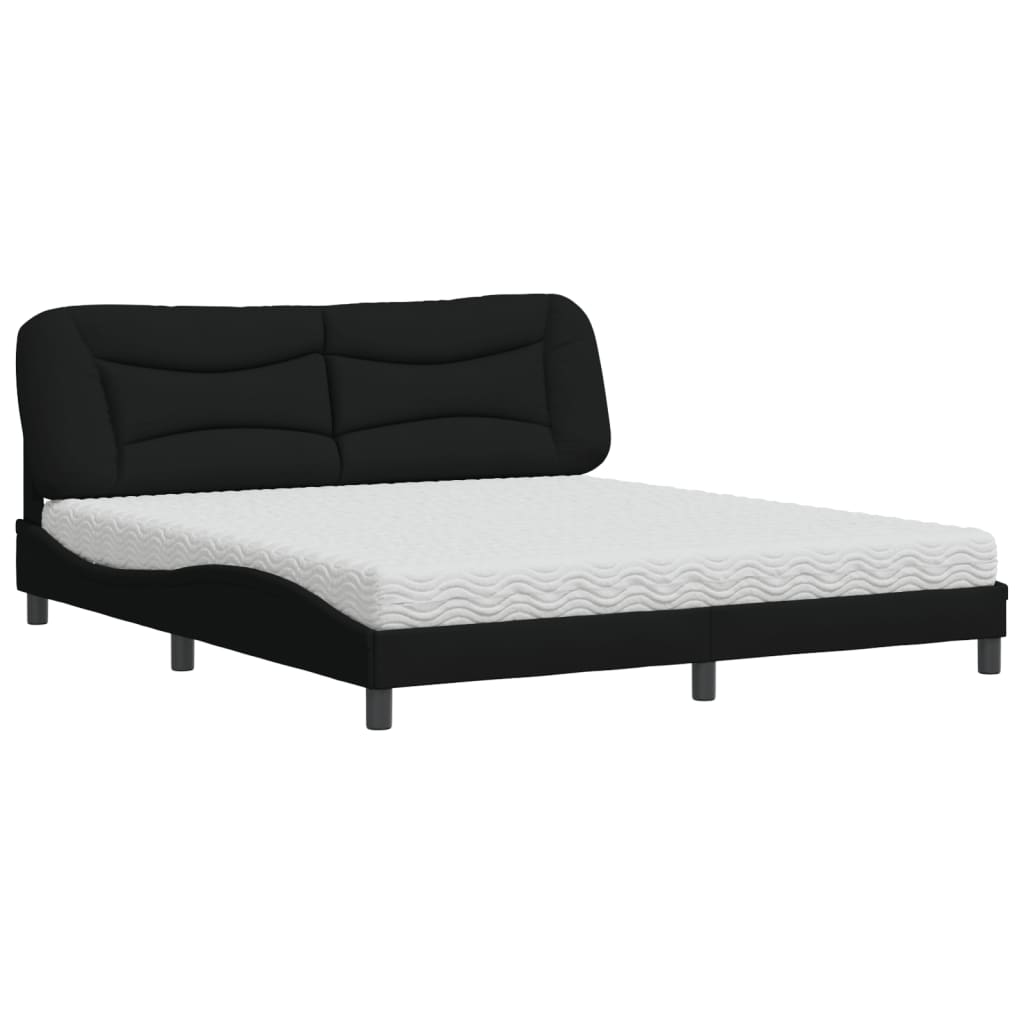 Letto con Materasso Hvar Nero 180x200 cm in Tessuto