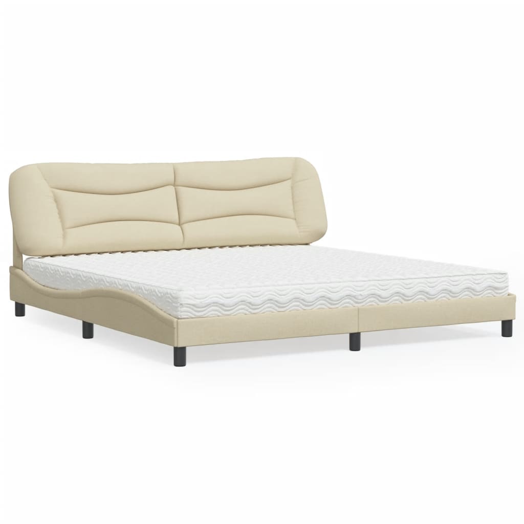 Letto con Materasso Hvar Crema 200x200 cm in Tessuto