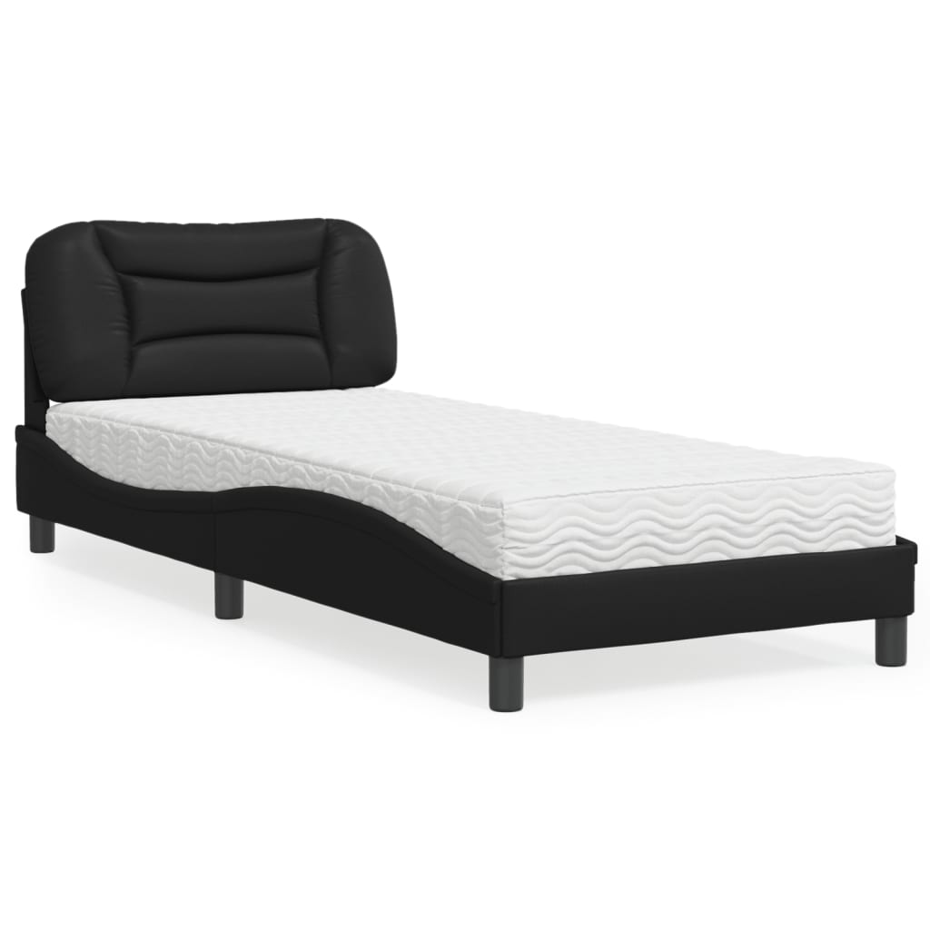 Letto con Materasso Hvar Nero 90x190 cm in Similpelle