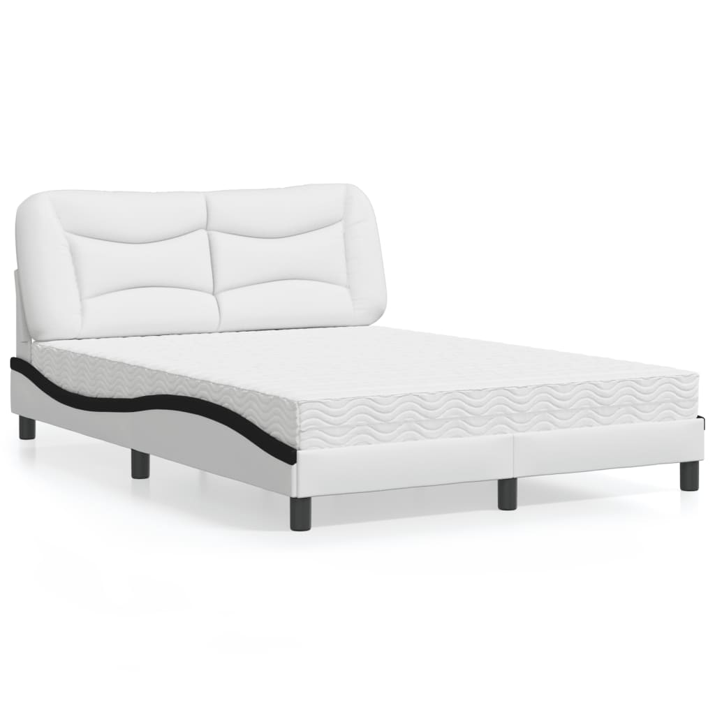 Letto con Materasso Hvar Bianco e Nero 140x190 cm in Similpelle