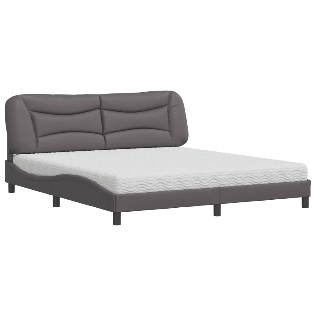 Letto con Materasso Hvar Grigio 180x200 cm in Similpelle