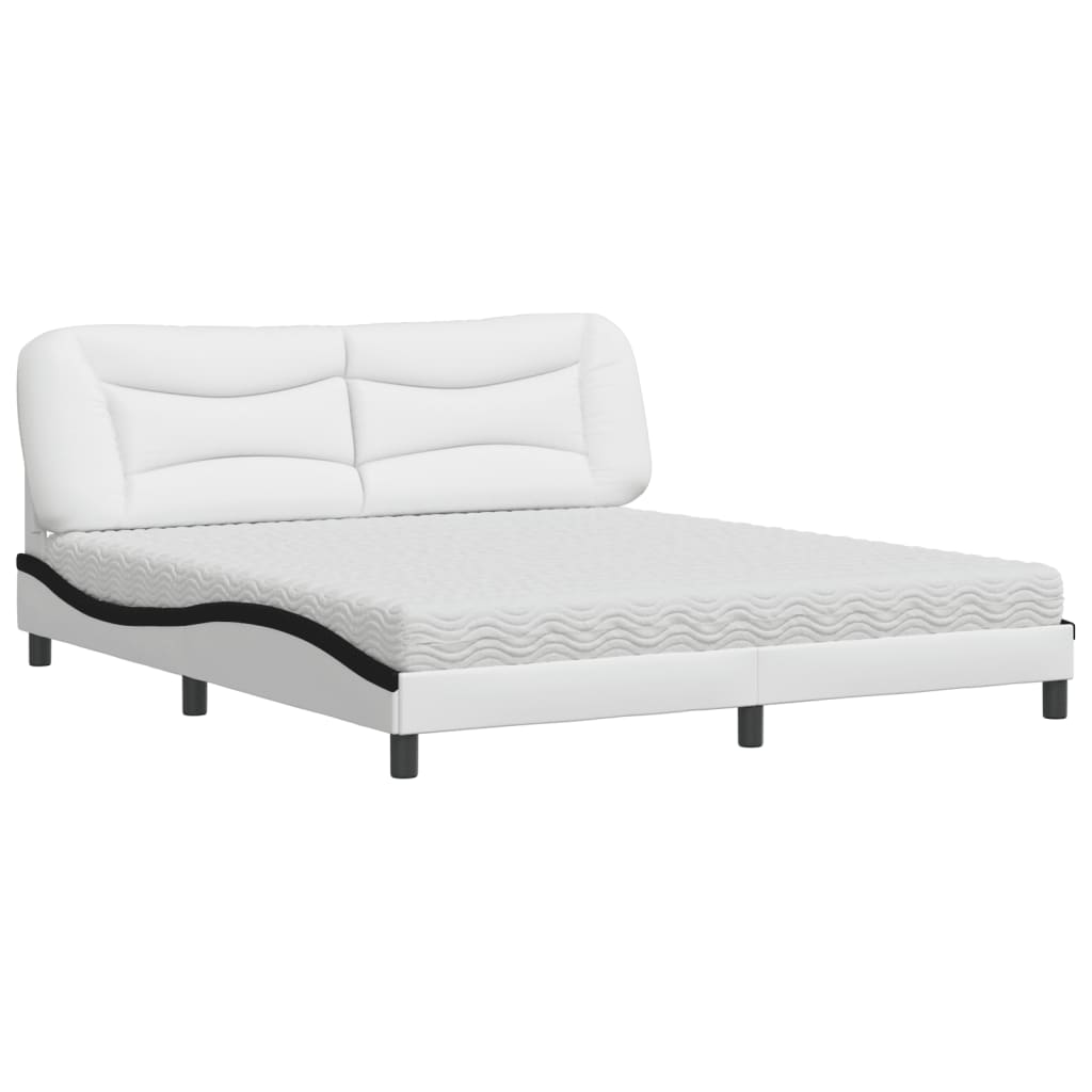 Letto con Materasso Hvar Bianco e Nero 180x200cm Similpelle