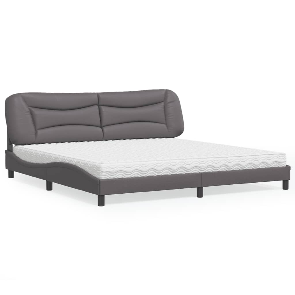 Letto con Materasso Hvar Grigio 200x200 cm in Similpelle