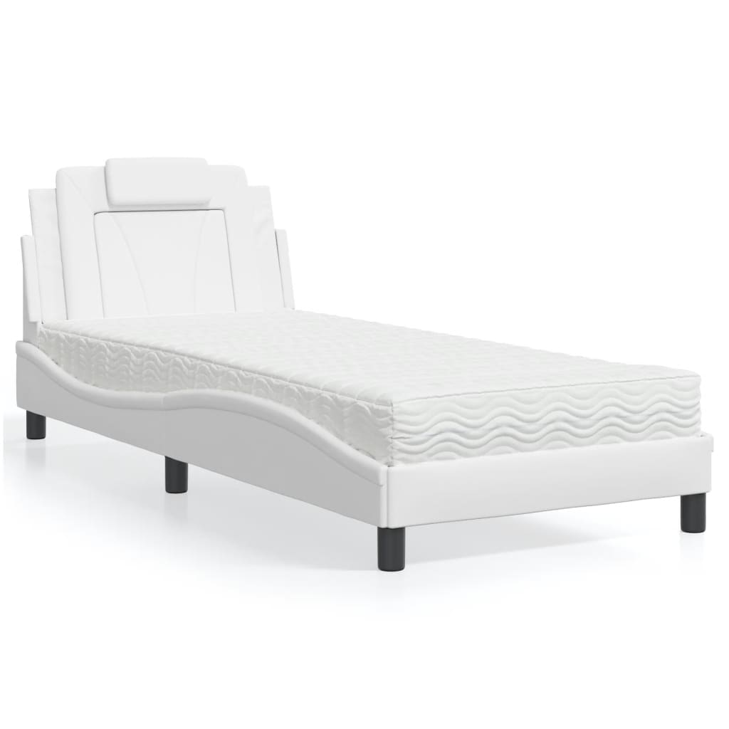 Letto Viana con Materasso Bianco 80x200 cm in Similpelle