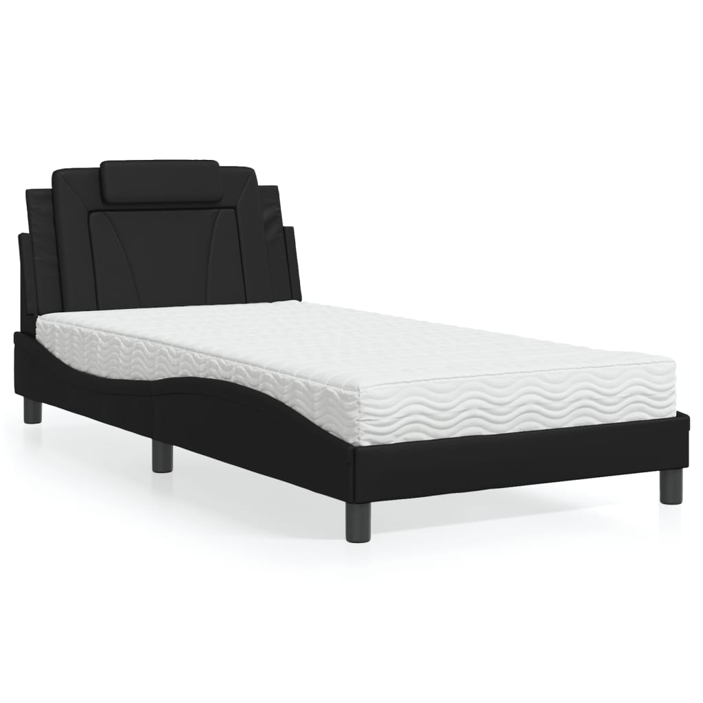 Letto Viana con Materasso Nero 100x200 cm in Similpelle