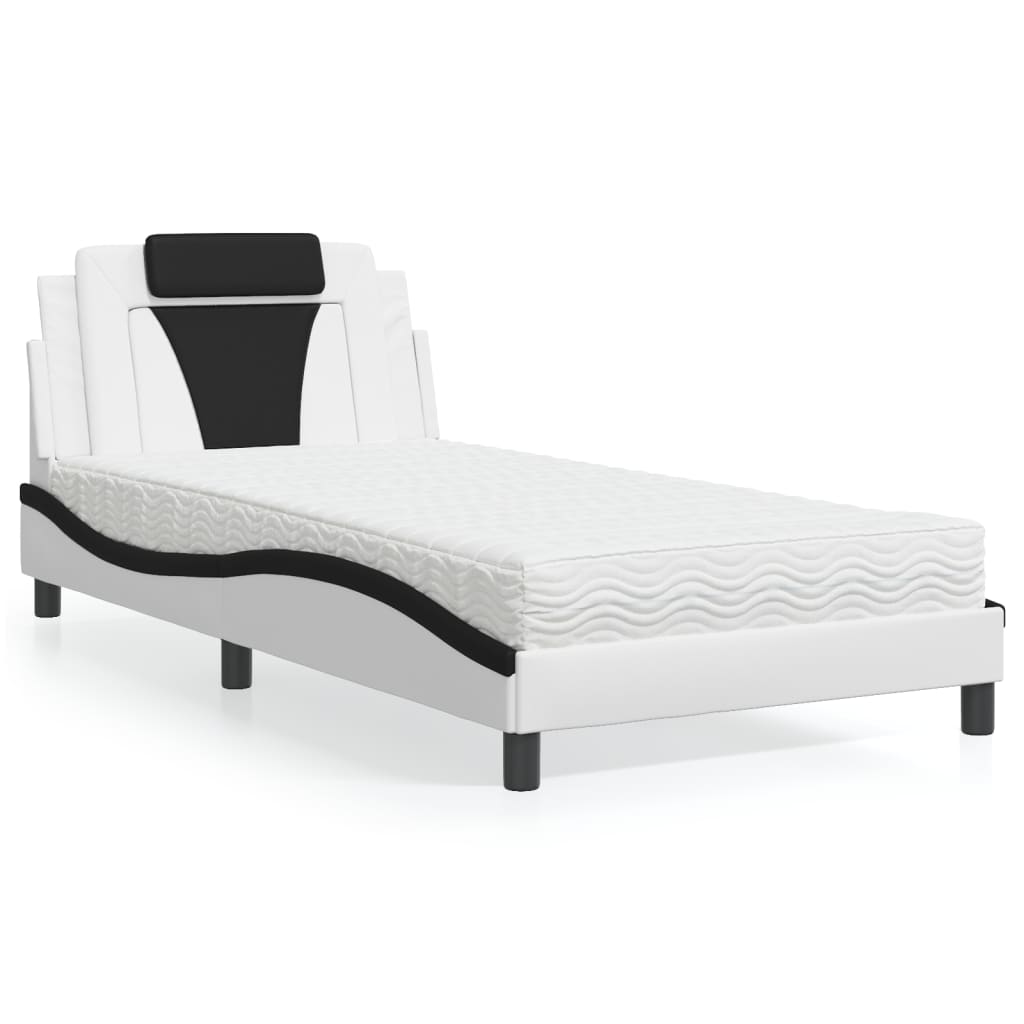 Letto Viana con Materasso Bianco e Nero 100x200 cm in Similpelle