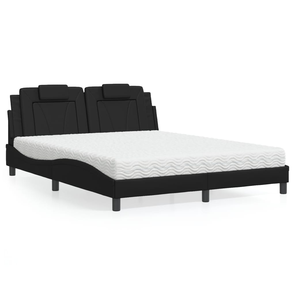 Letto Viana con Materasso Nero 160x200 cm in Similpelle