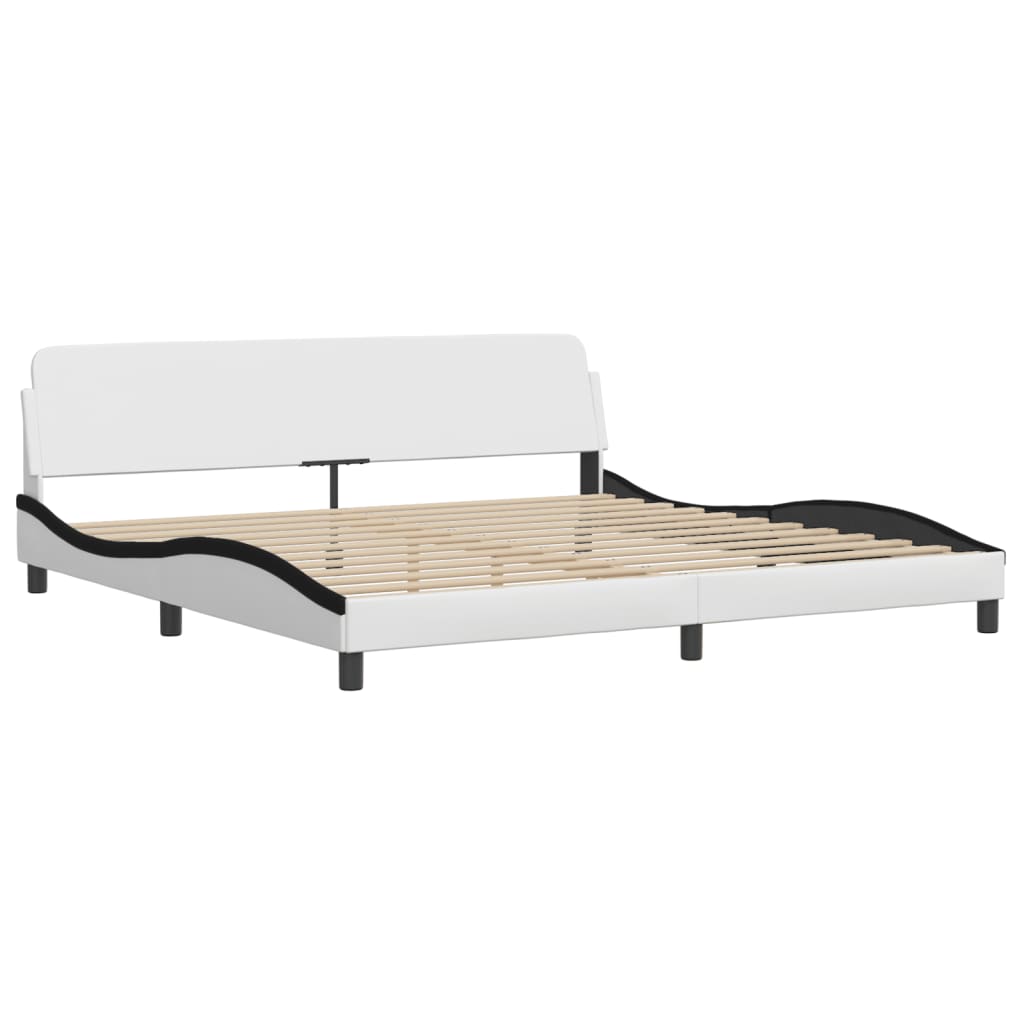 Letto con Materasso Bianco e Nero 200x200cm in Similpelle