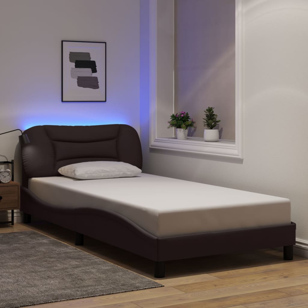 Giroletto con LED senza Materasso Marrone Scuro 100x200 cm
