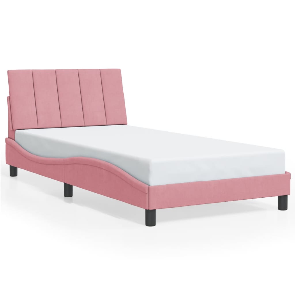 Giroletto con LED senza Materasso Hanko Rosa 100x200 cm in Velluto
