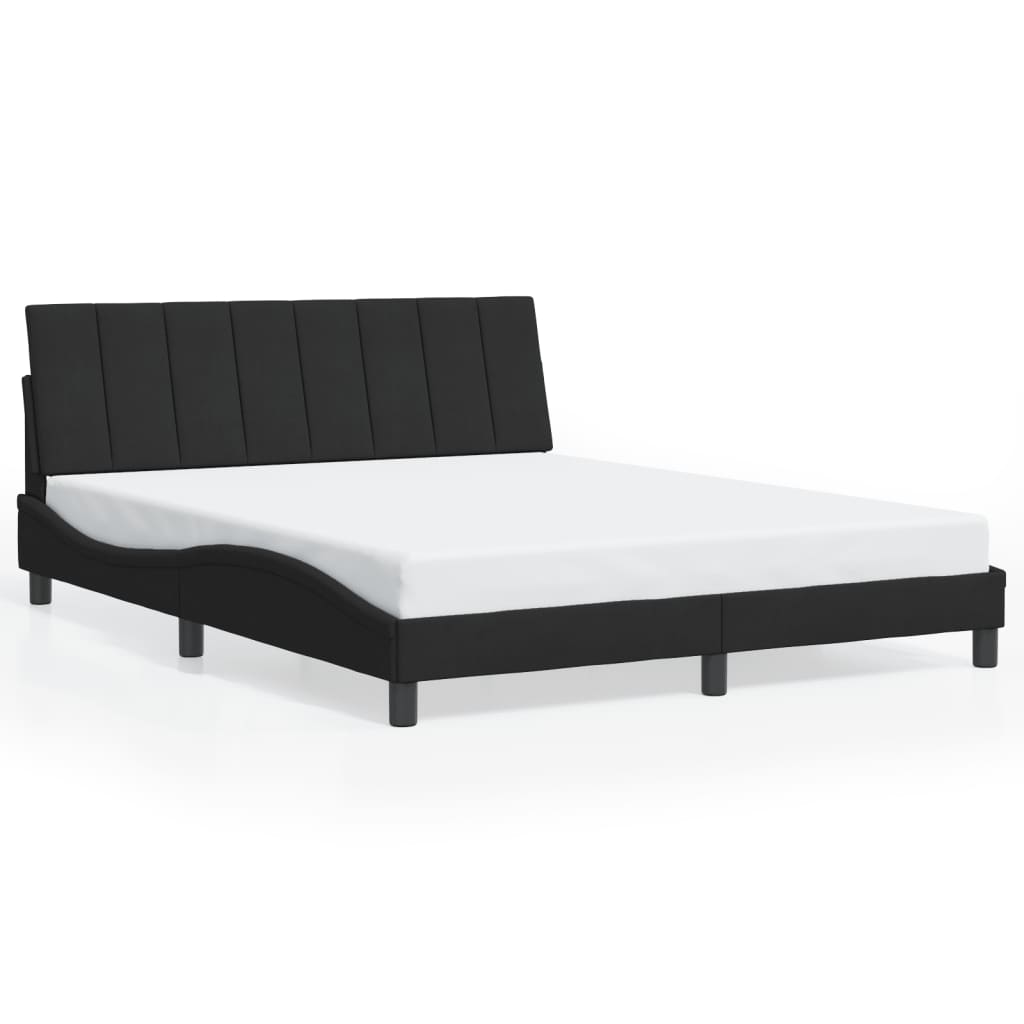 Giroletto con LED senza Materasso Hanko Nero 160x200 cm in Velluto