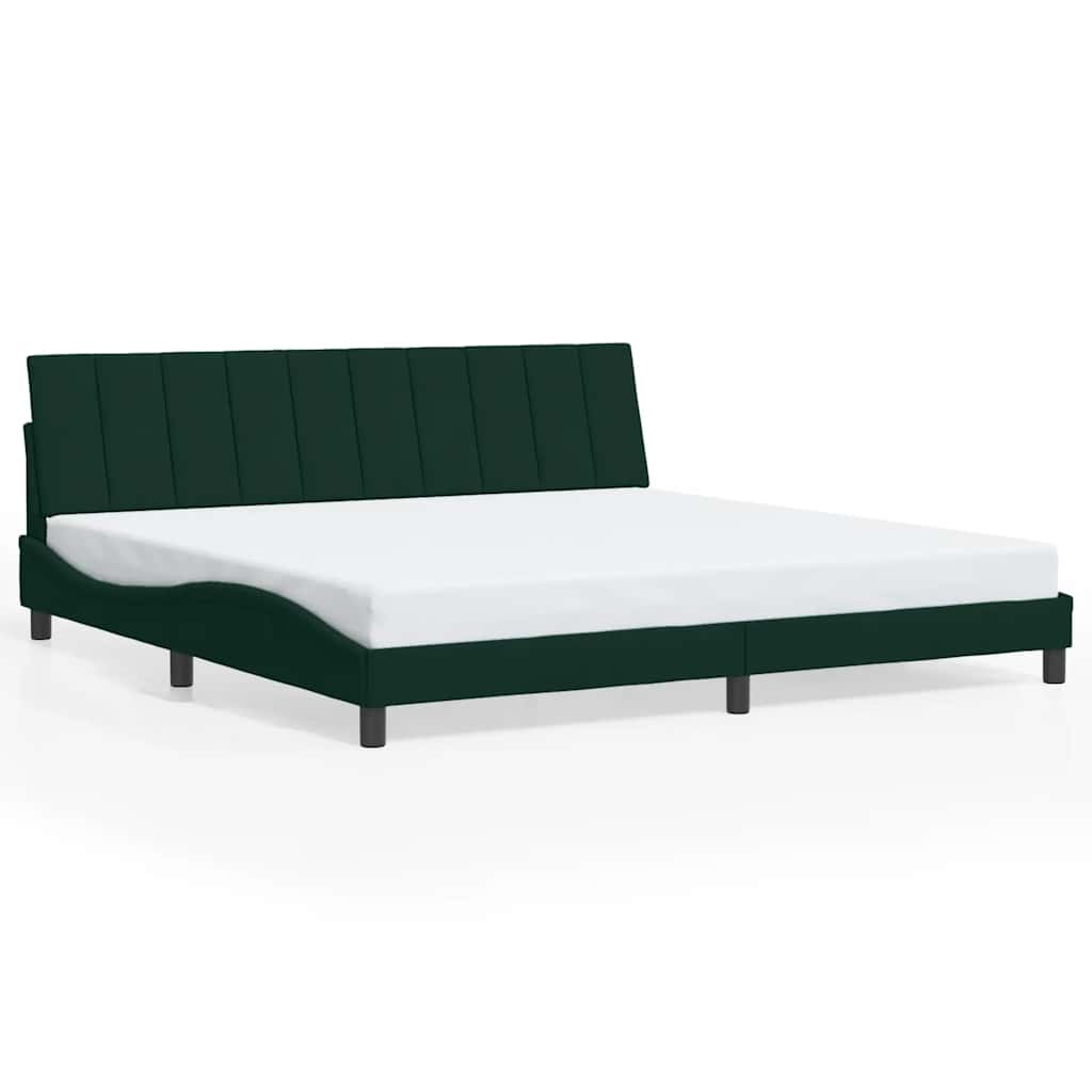Giroletto con LED senza Materasso Hanko Verde Scuro 200x200 cm in Velluto