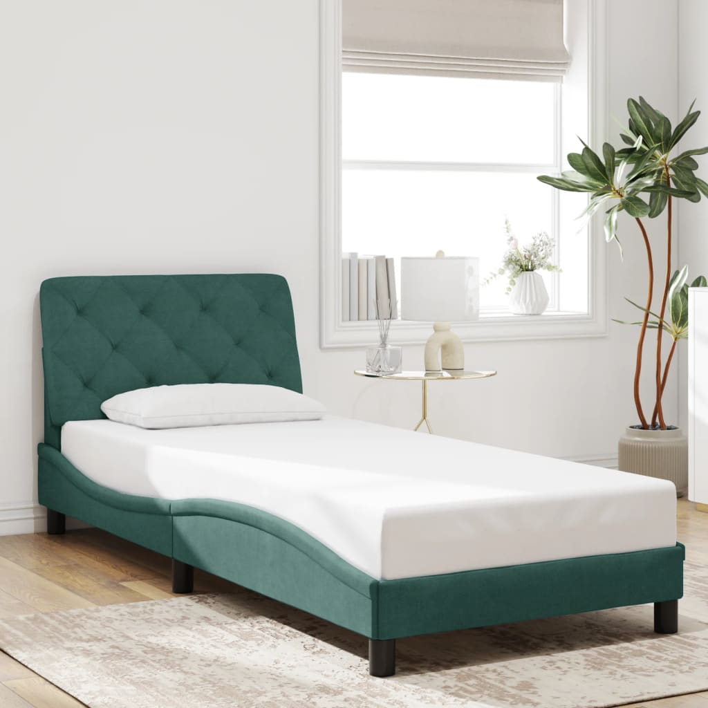 Giroletto con Luci LED Verde Scuro 90x200 cm in Velluto