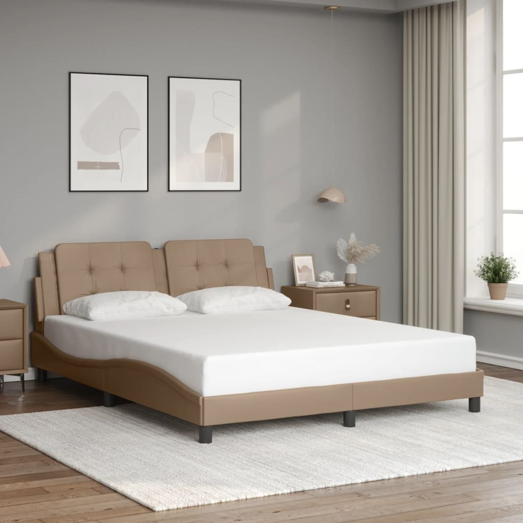 Giroletto con Luci LED Cappuccino 160x200 cm in Similpelle