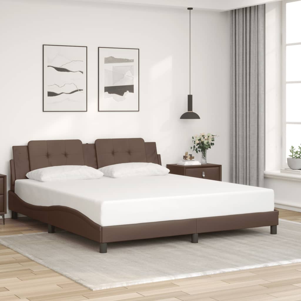 Giroletto con Luci LED Marrone 180x200 cm in Similpelle