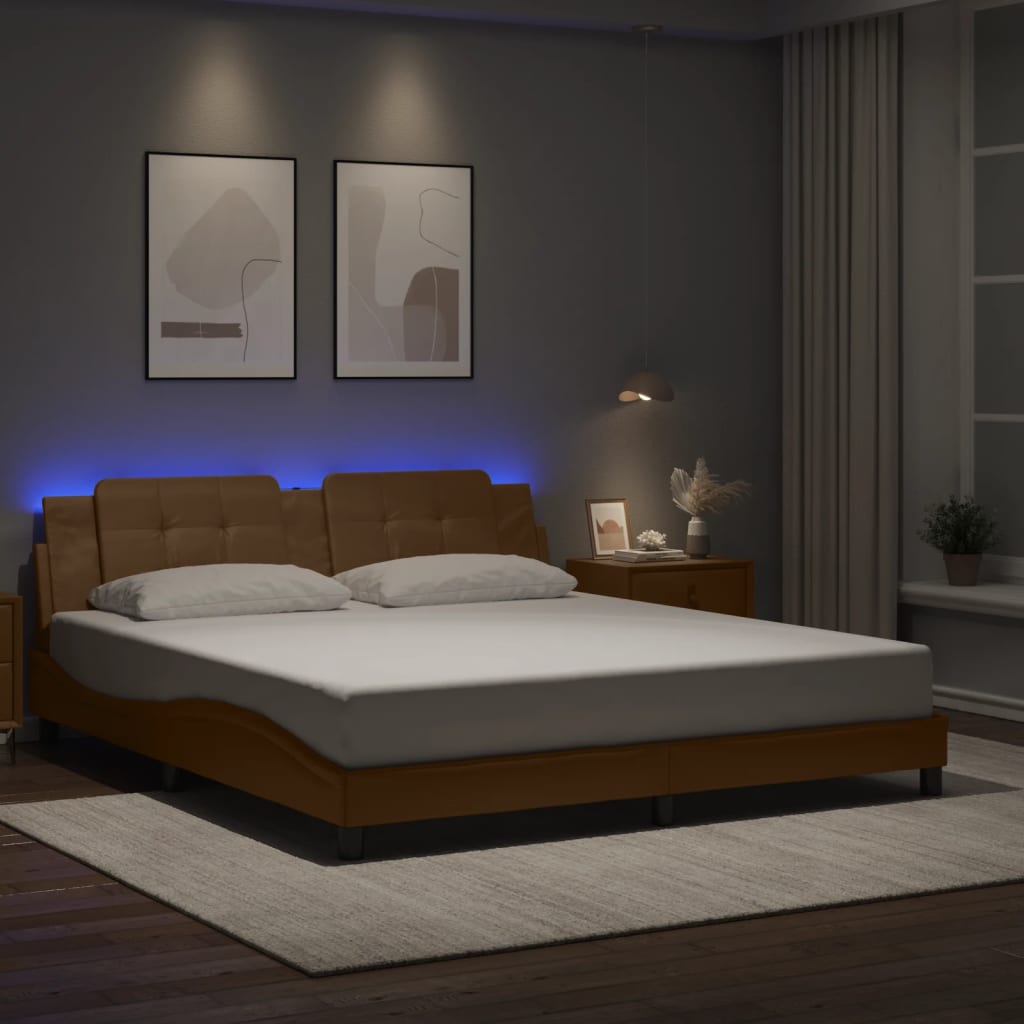 Giroletto con LED senza Materasso Zadar Cappuccino 180x200 cm