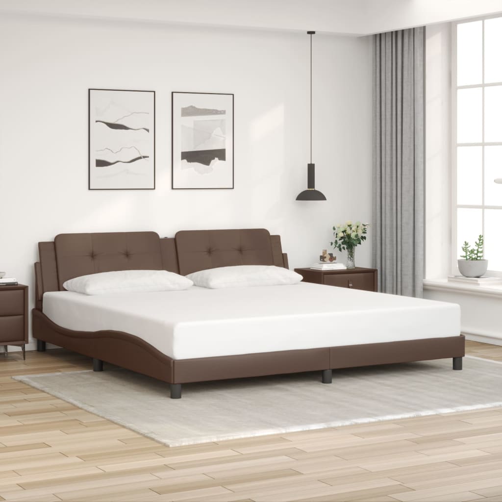 Giroletto con Luci LED Marrone 200x200 cm in Similpelle