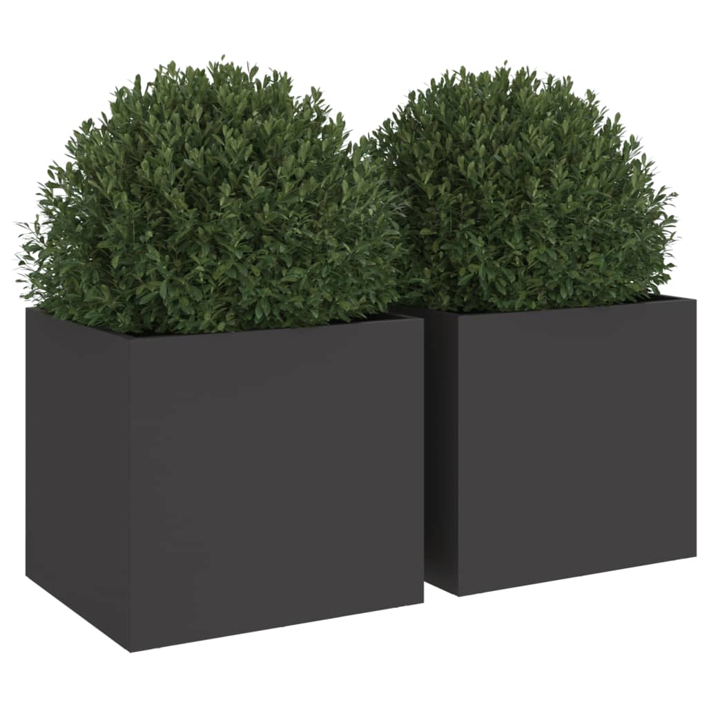 Fioriere 2 pz Nere 32x30x29 cm in Acciaio