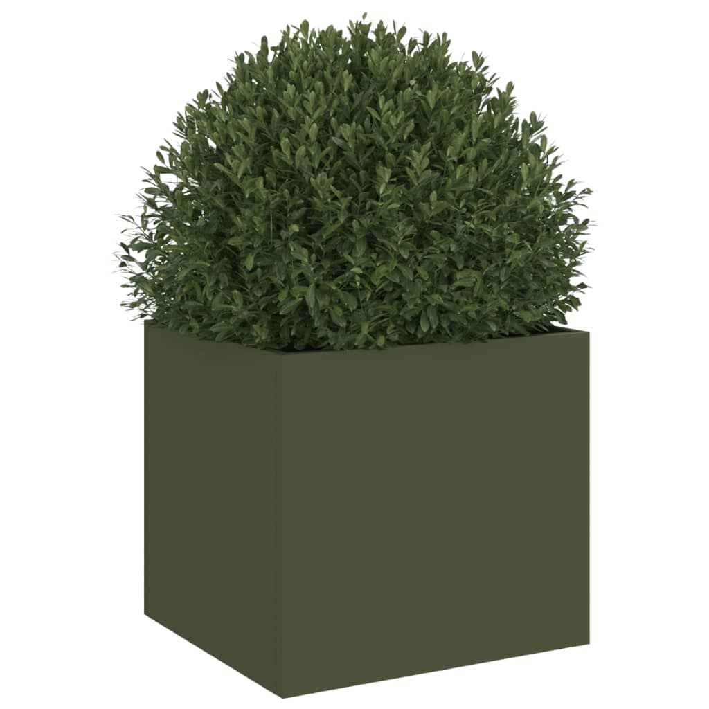 Fioriera da Giardino Verde Oliva 32x30x29 cm in Acciaio