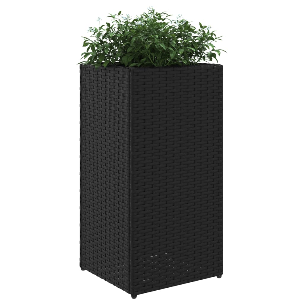 Fioriere da Giardino 2 pz Nere 30x30x60 cm in Polyrattan