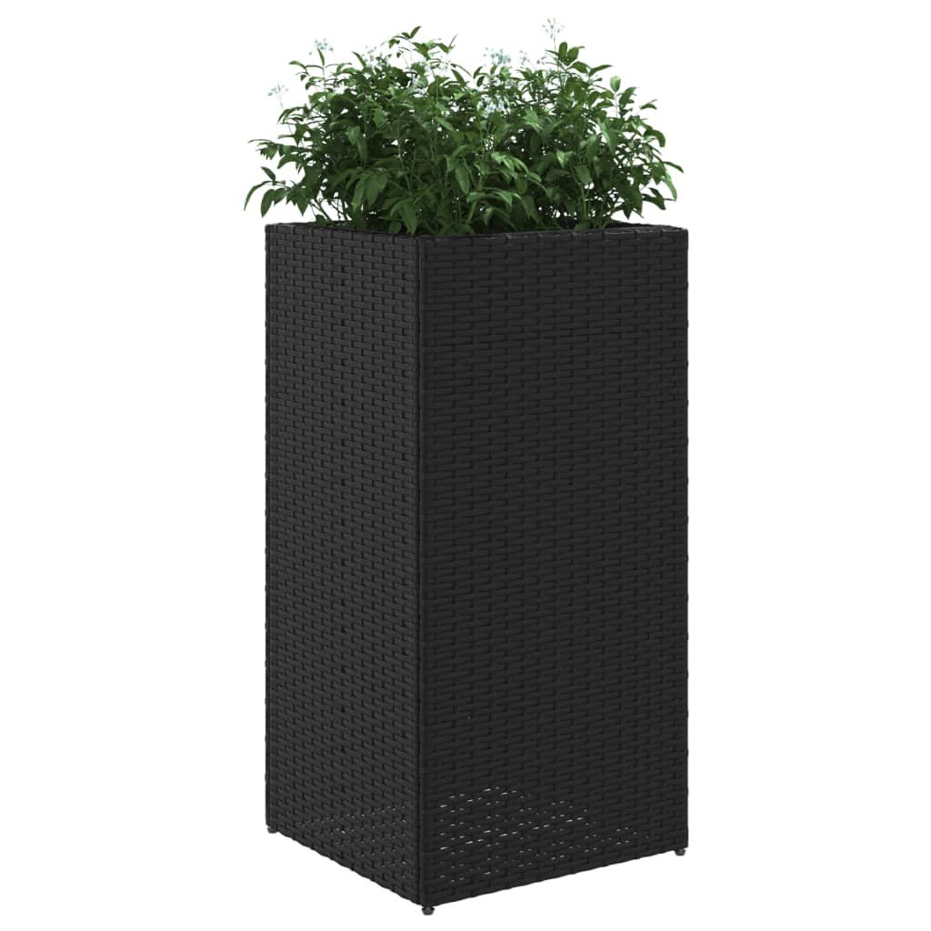 Fioriere da Giardino 2 pz Nere 40x40x80 cm in Polyrattan