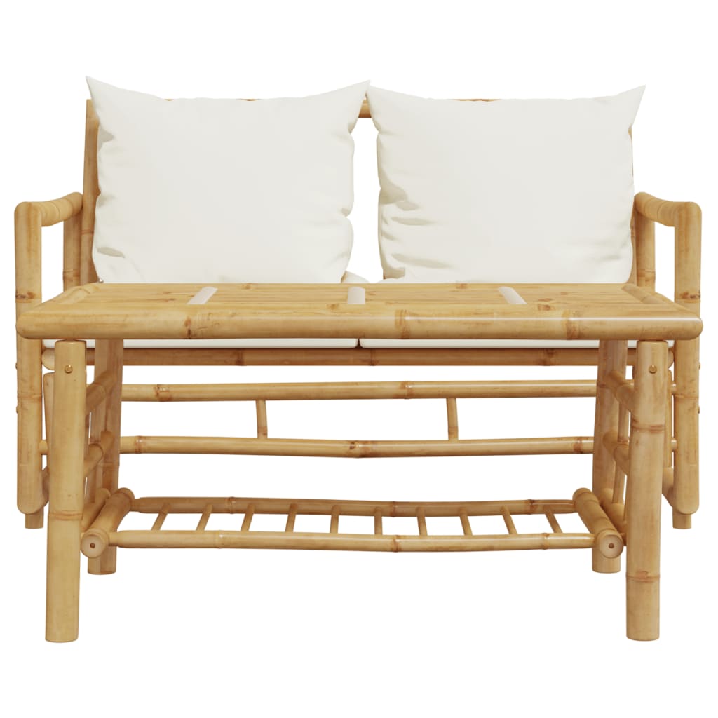 Set Divano da Giardino 2 pz con Cuscini in Bambù