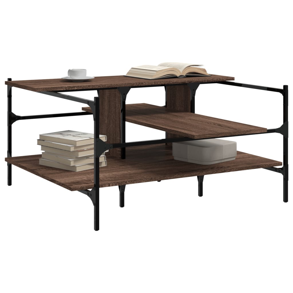 Tavolino Salotto Rovere Marrone 100x100x48,5 Legno Multistrato