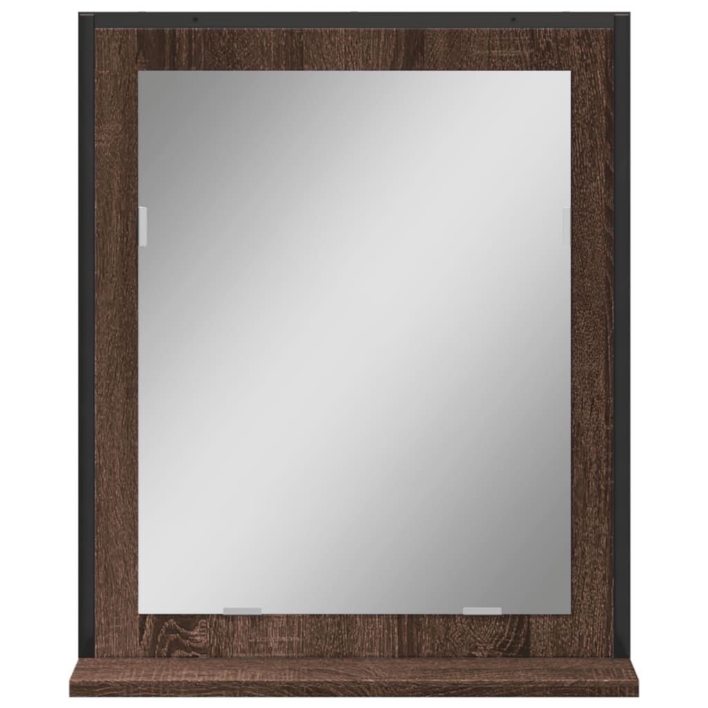 Specchio Bagno con Ripiano Rovere Marrone 50x12x60 Multistrato