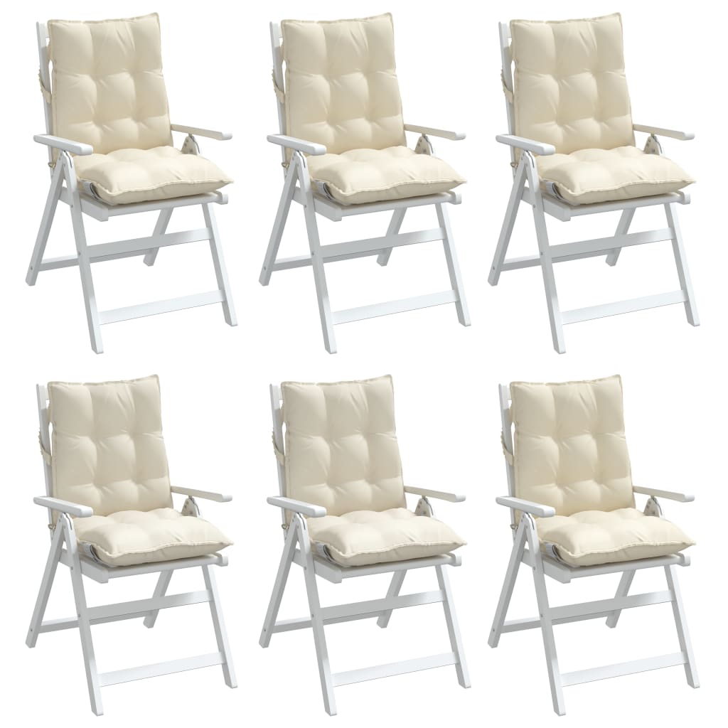 Cuscini per Sedia Schienale Basso 6 pz Crema in Tessuto Oxford