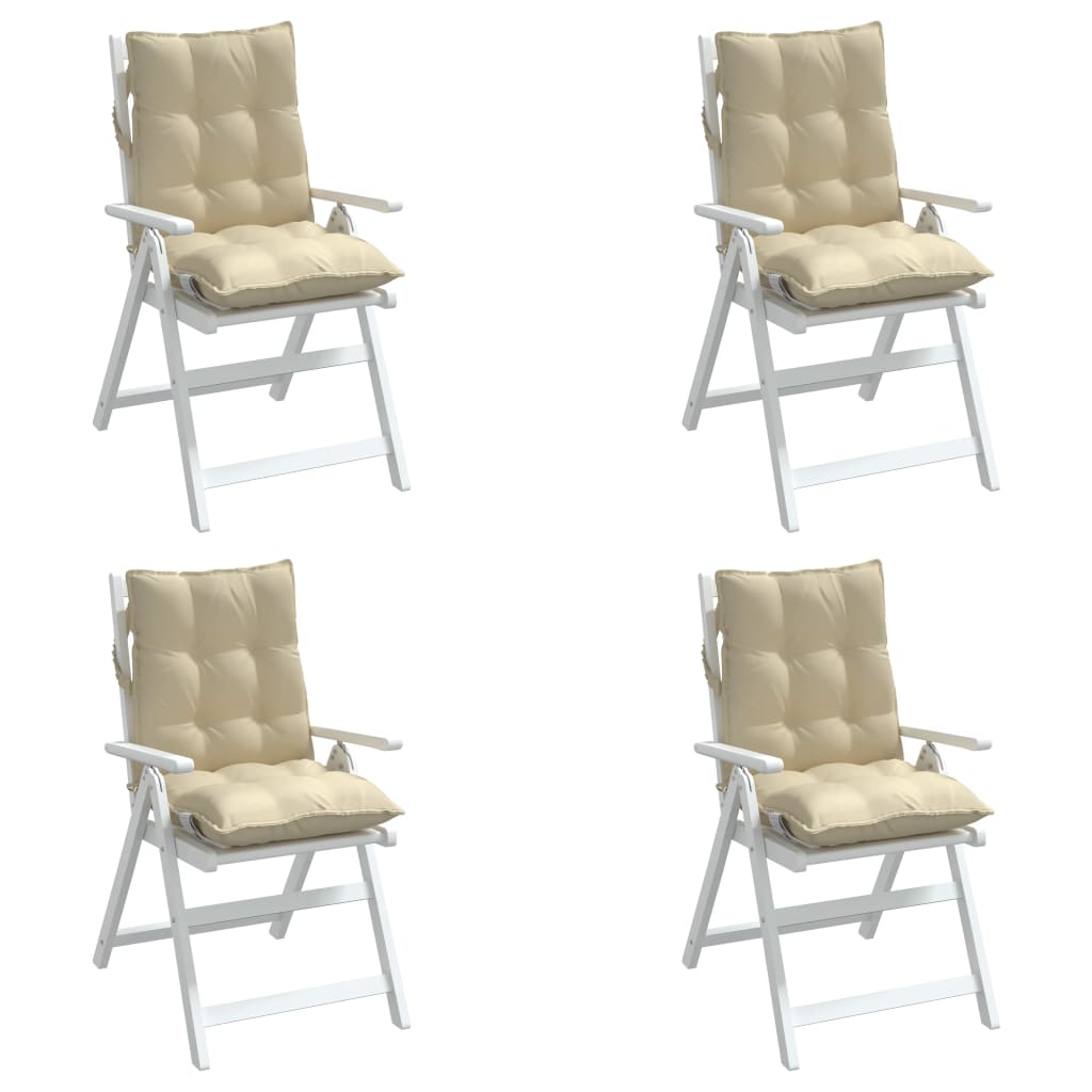 Cuscini per Sedia Schienale Basso 4 pz Beige in Tessuto Oxford