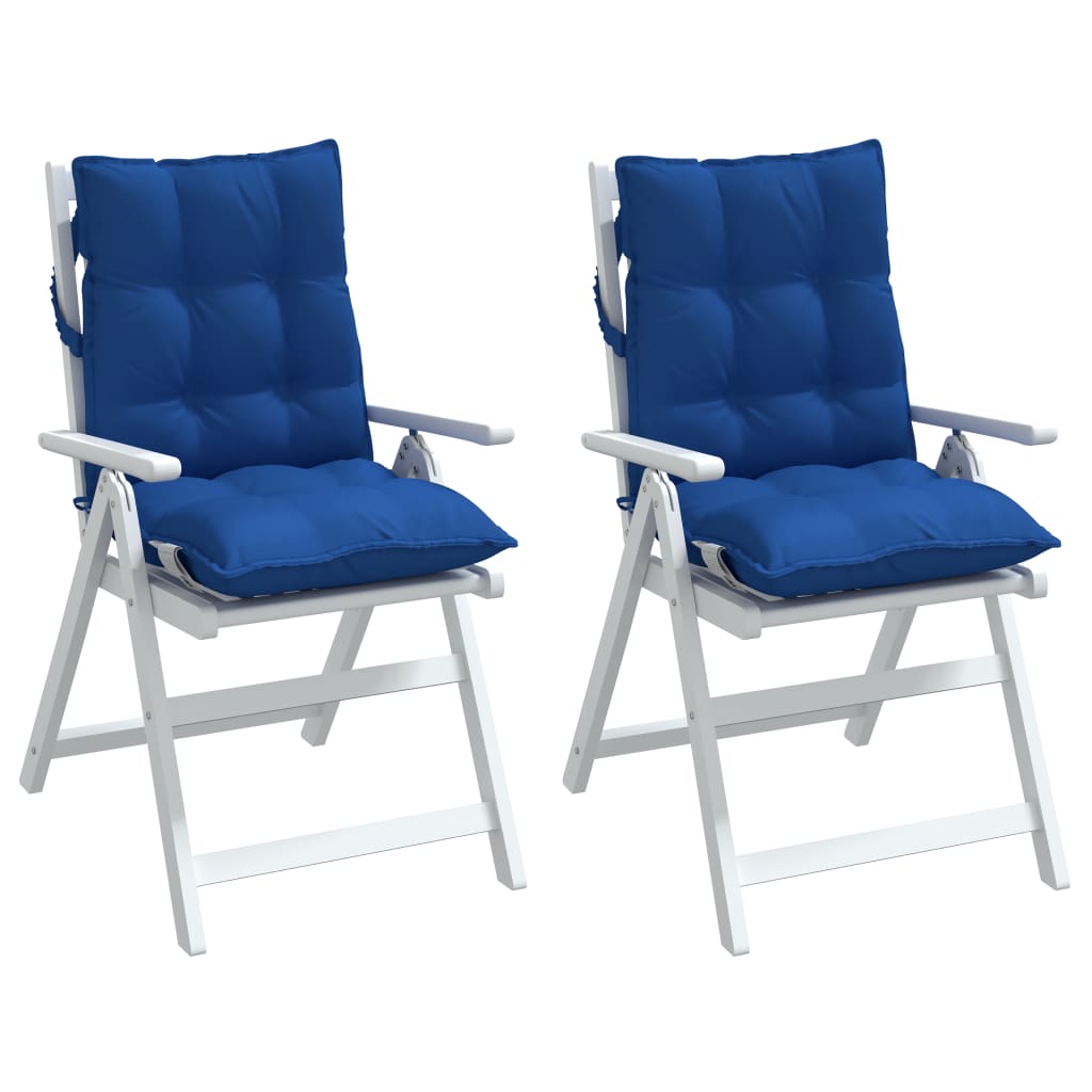 Cuscini Sedia con Schienale Basso 2 pz Blu Reale Tessuto Oxford