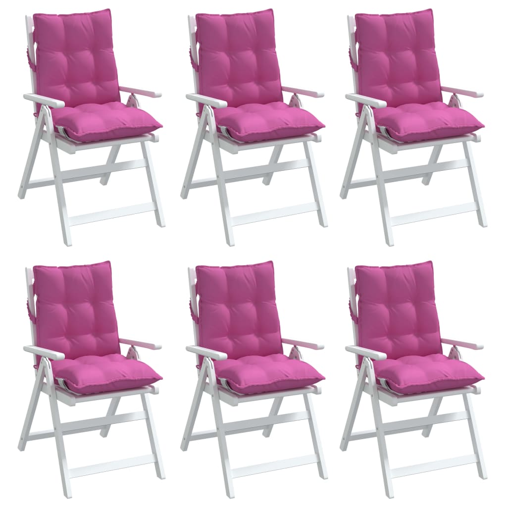 Cuscini per Sedia Schienale Basso 6 pz Rosa in Tessuto Oxford