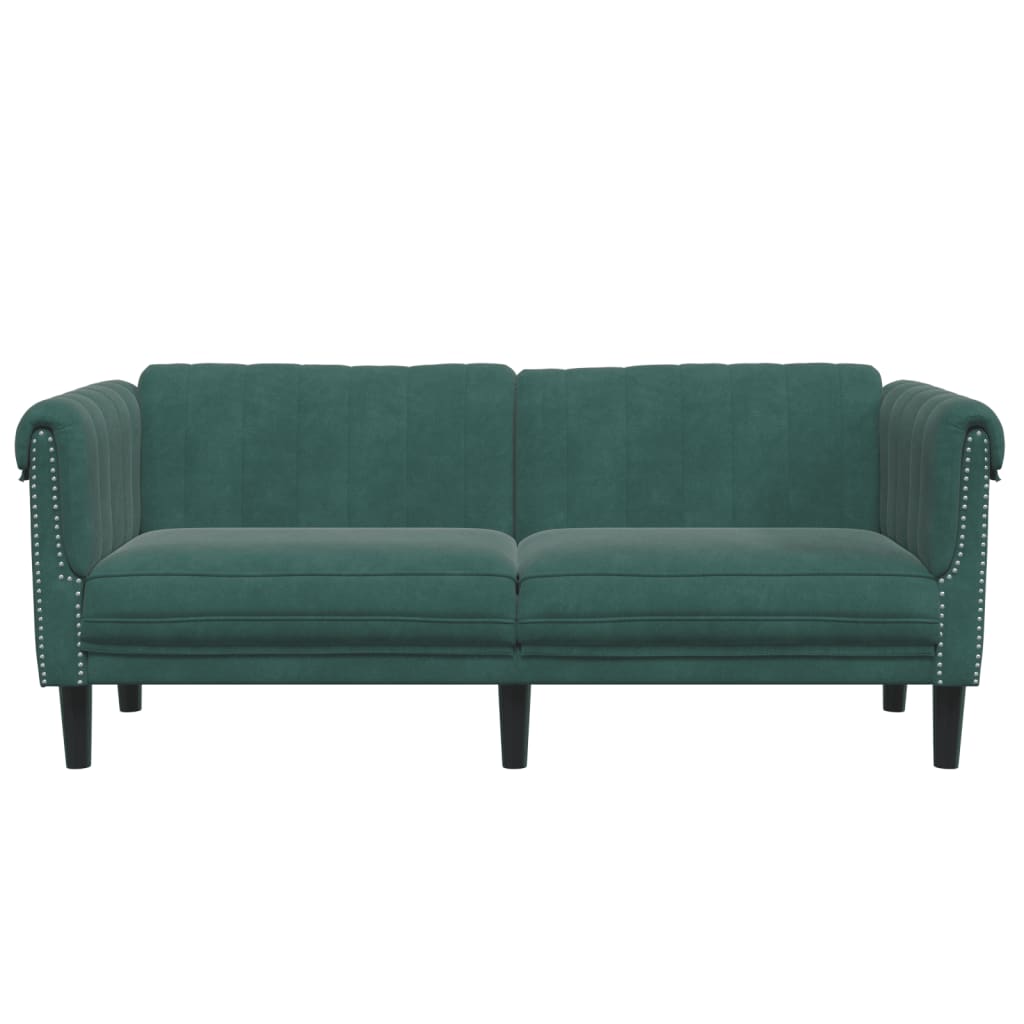 Divano a 2 Posti Verde Scuro in Velluto