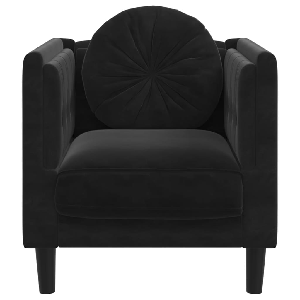 Poltrona con Cuscino Nero in Velluto