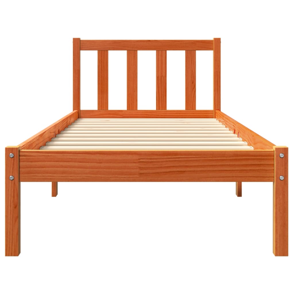 Letto senza Materasso Marrone Cera 75x190 cm in Legno di Pino