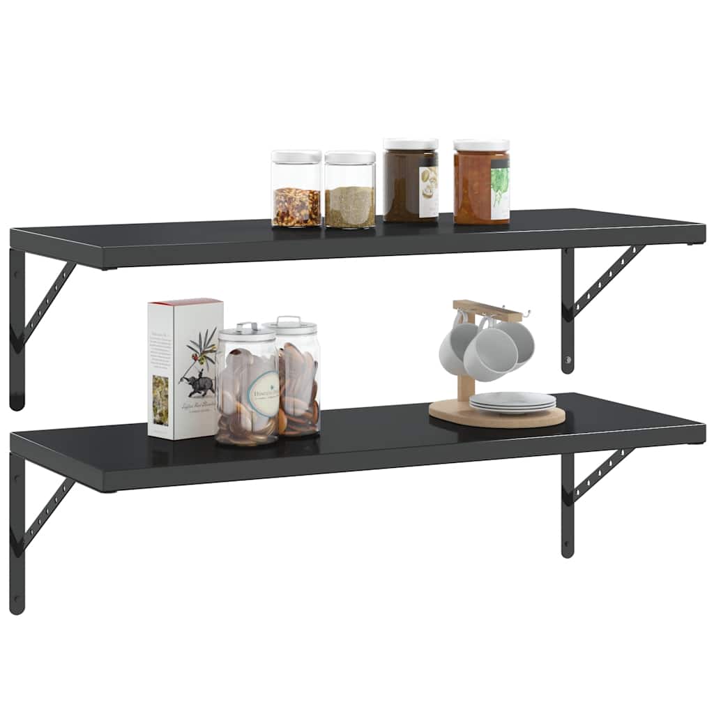 Staffe per Mensola 4 pz 40x2,5x25 cm in Acciaio Inox Nero