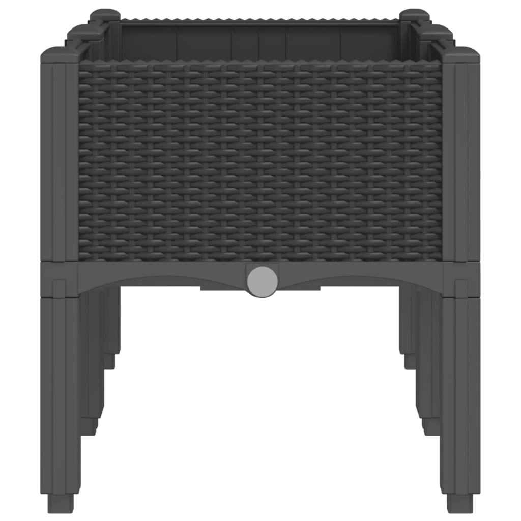 Fioriera da Giardino con Gambe Nera 80x40x42 cm in PP