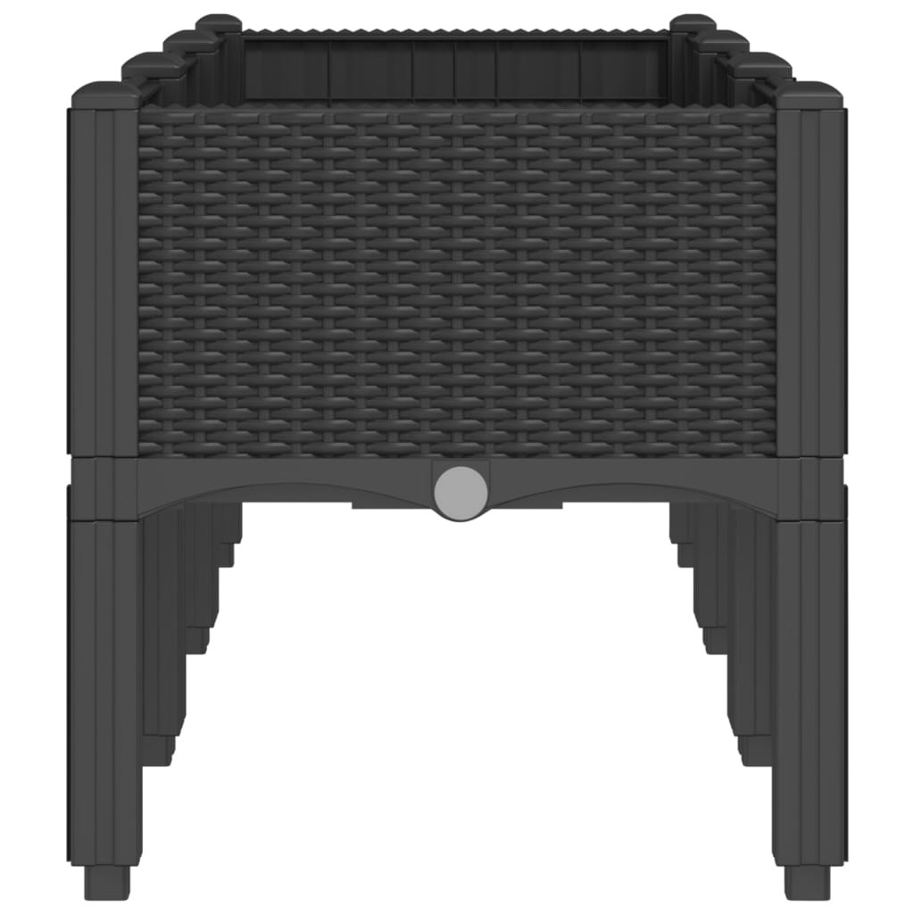 Fioriera da Giardino con Gambe Nera 120x40x42 cm in PP