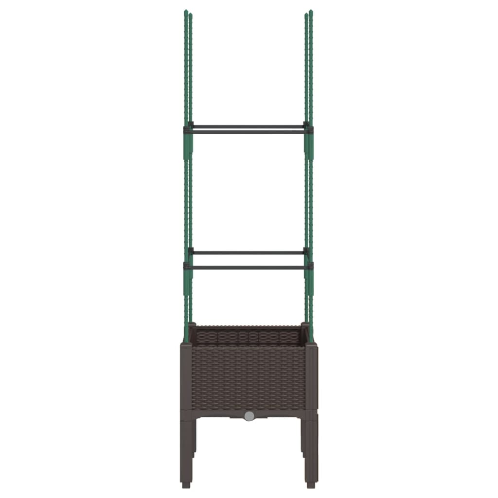 Fioriera da Giardino con Traliccio Marrone 40x40x142,5 cm in PP
