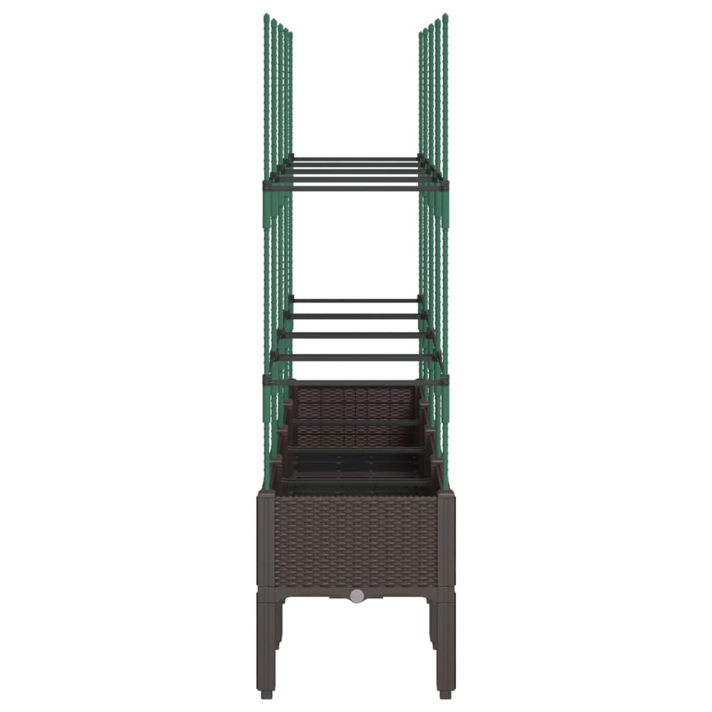 Fioriera da Giardino con Traliccio Marrone 160x40x142,5cm in PP