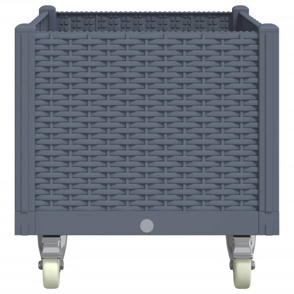 Fioriera da Giardino con Ruote Grigio Blu 80x50x54 cm in PP