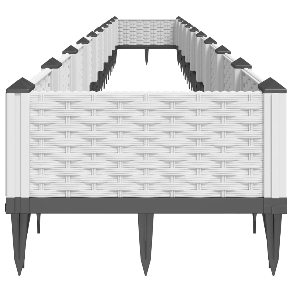 Fioriera da Giardino con Picchetti Bianca 362,5x42,5x28,5 cm PP