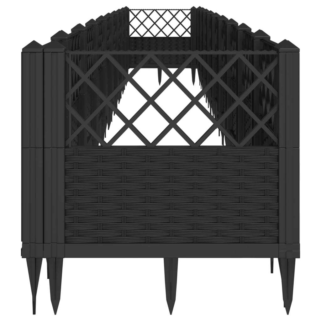 Fioriera da Giardino con Picchetti Nera 363,5x43,5x43,5 cm PP